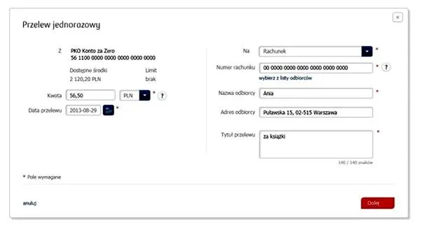Cennik przelewów natychmiastowych