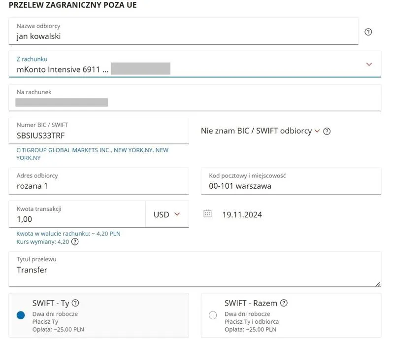 Czas realizacji przelewów walutowych