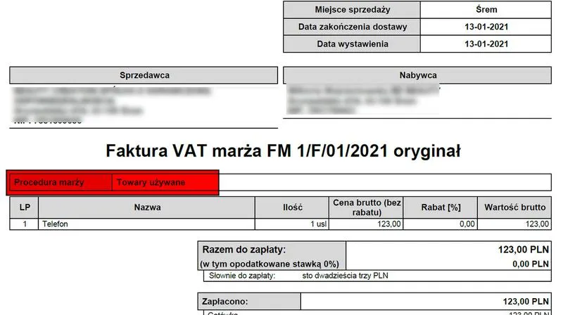 Faktura VAT marża
