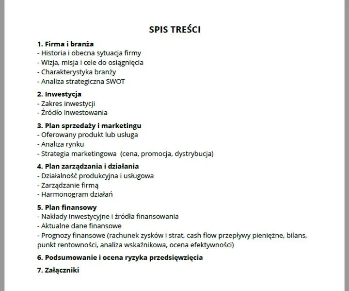 Kluczowe elementy biznesplanu