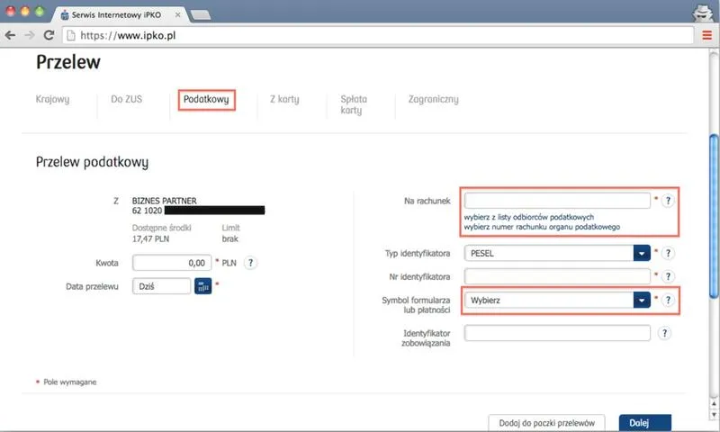 Koszt przelewu w PKO