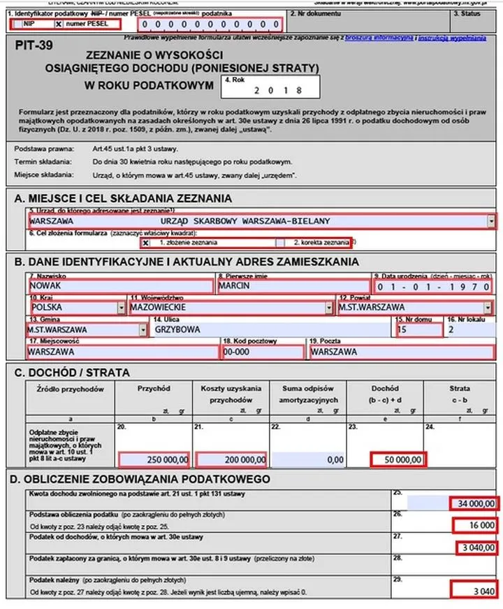 PIT-39 rozliczenie podatku