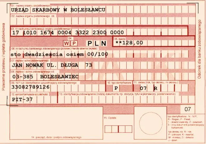 Przelew na podatek